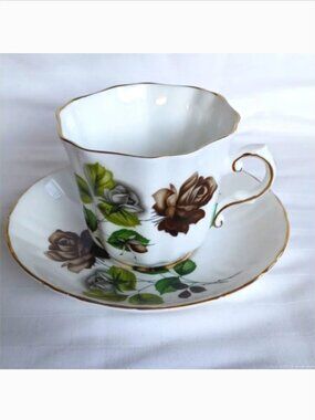 Royal Grafton "Black Rose" Vintage Tea Cup & Saucer